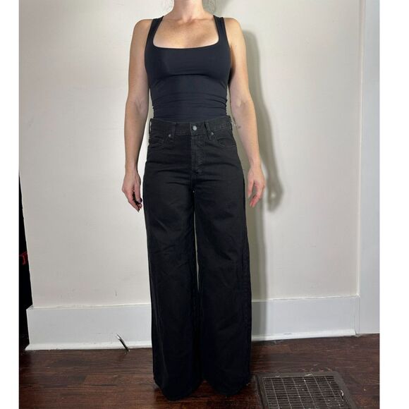 Universal Thread Mid Rise Super Wide Leg Black Jeans Size 6 - Picture 1 of 12